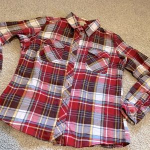 Duluth Trading Co red plaid shirt